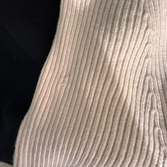 Theory Lexianna Evian Stretch Wool Blend Sweater Dress Colorblock Ivory/Black - Picture 14 of 15